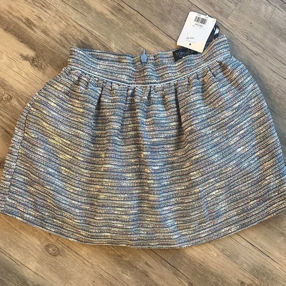 NWT New Top Shop Grey Multicolor Tweed Micro Mini Skirt Sz